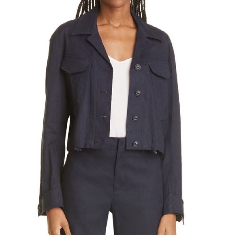 Rag & Bone Piper Linen Jacket In Navy Nwot Size Xl - image 1